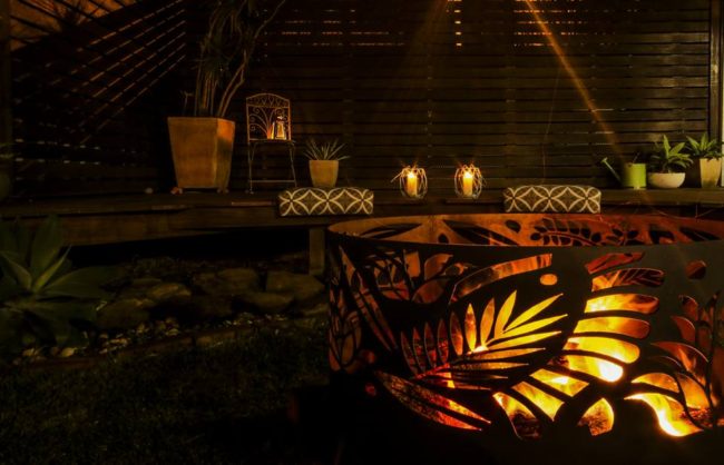 Squat Round Fire Pit in Floral by Ironbark Metal Design