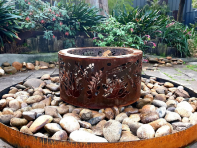 Small Double Skin Fire Pit with Floral Pattern