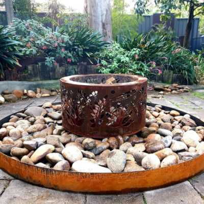 Small Double Skin Fire Pit with Floral Pattern