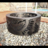 Small Double Skin Fire Pit with Floral Pattern in Black Heat Proof Paint