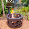 Double Skin Fire Pit with Autumn Leaf Negative Pattern and Heat Proof Paint