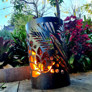 Small Round Fire Pit with Floral Pattern