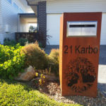 Ironbark Letterbox with Fig Tree Pattern in Rusted Corten Steel- Figtree