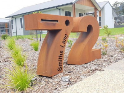 Large Numeral Letterboxes 7 & 2 in Rusted Corten Steel