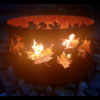 Squat Round Fire Pit- Autumn Leaf Negative Pattern