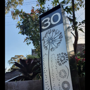 Compact Letterbox in Powder Coated Aluminium with Custom Agapanthas Pattern- Horsley
