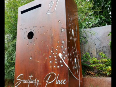 Wide Form Custom Pre-Rust & Sealed Letterbox with Dandelion Drift Pattern- Calamvale