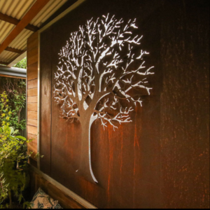 3D Tree Wall Art in Rusted Steel