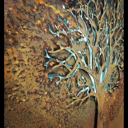 3D Tree Wall Art in Rusted Steel