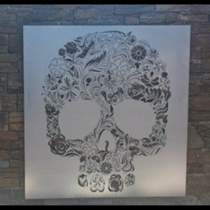 Candy Skull Wall Art in Silver Powder Coated Aluminium