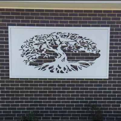 Fig Tree Wall Art in White Powder Coated Aluminium- Framed