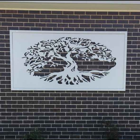 Fig Tree Wall Art in White Powder Coated Aluminium- Framed