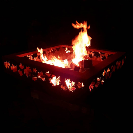 Large Prism Fire Pit with Autumn Leaf Pattern