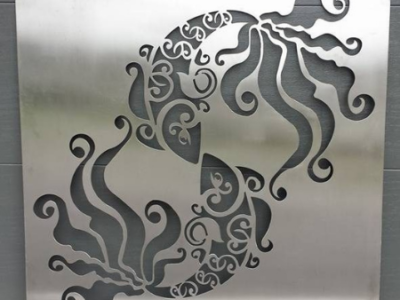 Pisces Wall Art in Silver Powder Coated Aluminium