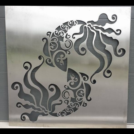 Pisces Wall Art in Silver Powder Coated Aluminium