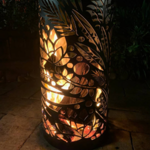 Small Round Fire Pit in Floral Pattern