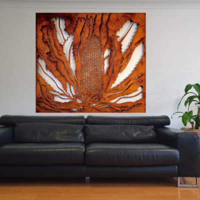 Banksia Wall Art in Rusted Steel