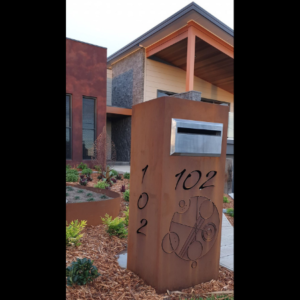 Letterbox with Custom Doctor Who Pattern in Rusted Corten Steel- Gerroa