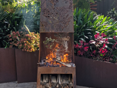 Chiminea Fire Pit with Banksia Pattern