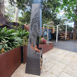 Chiminea with Cootamundra Wattle Pattern Side View